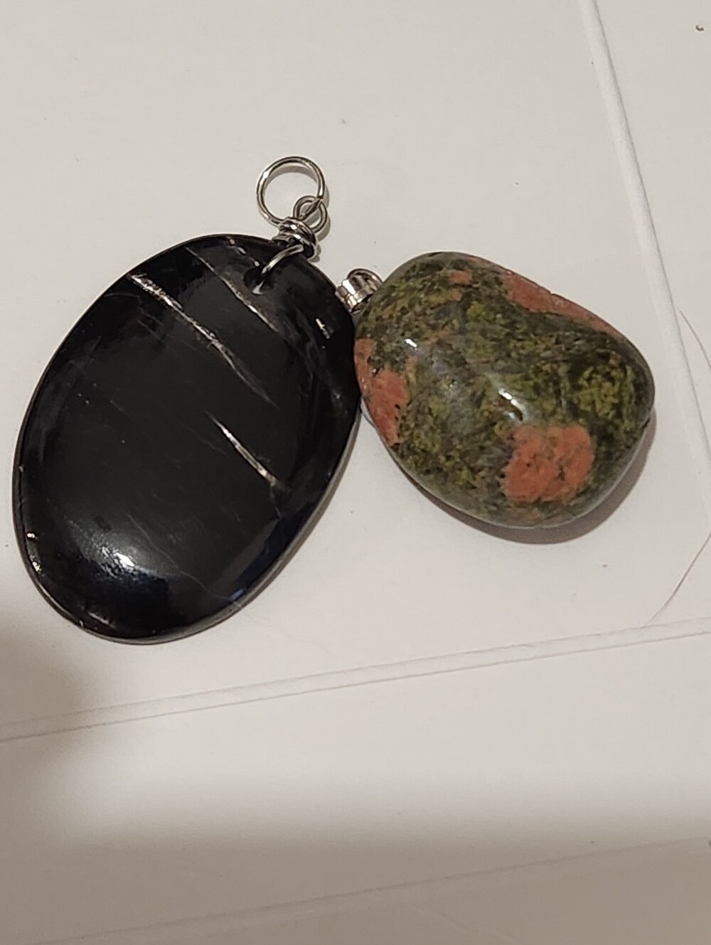 Hypersthene Oval Pendant, Stichtite in Serpentine Pendant